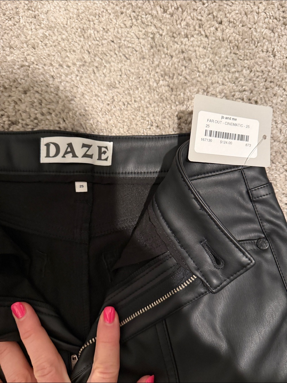 Daze Far Out Black Faux Leather Wide-Leg Pants - Picture 2 of 2